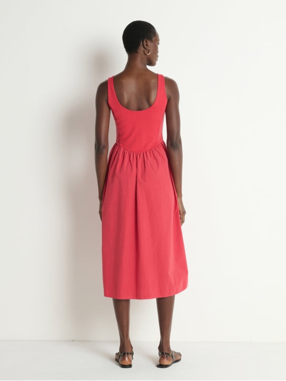Nation Los Angeles Fiona Basque V Waist Midi Dress in Heartbeat Red Size M NEW - Picture 4 of 10